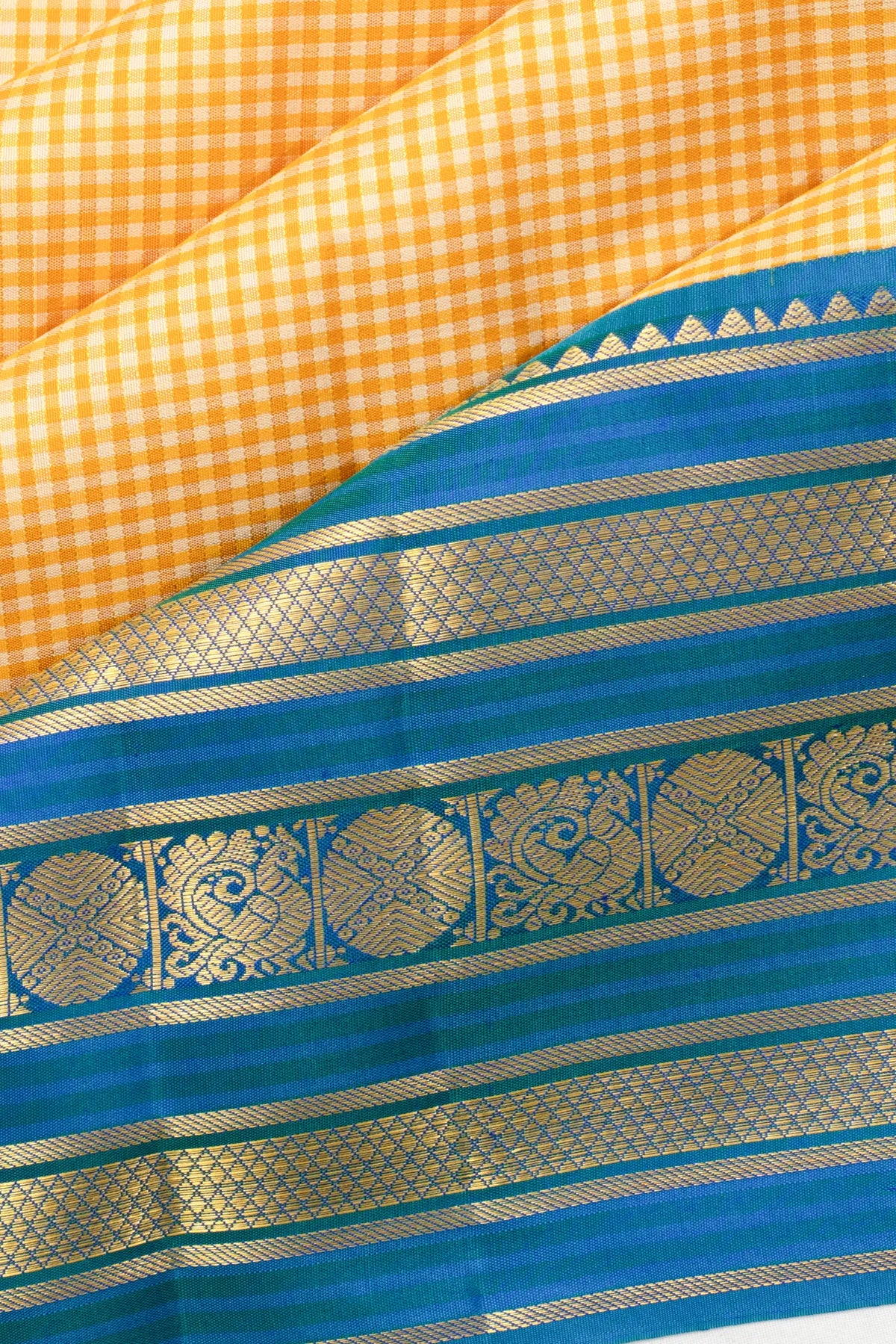 Taranga Kanchi Silk Checks Yellow Saree