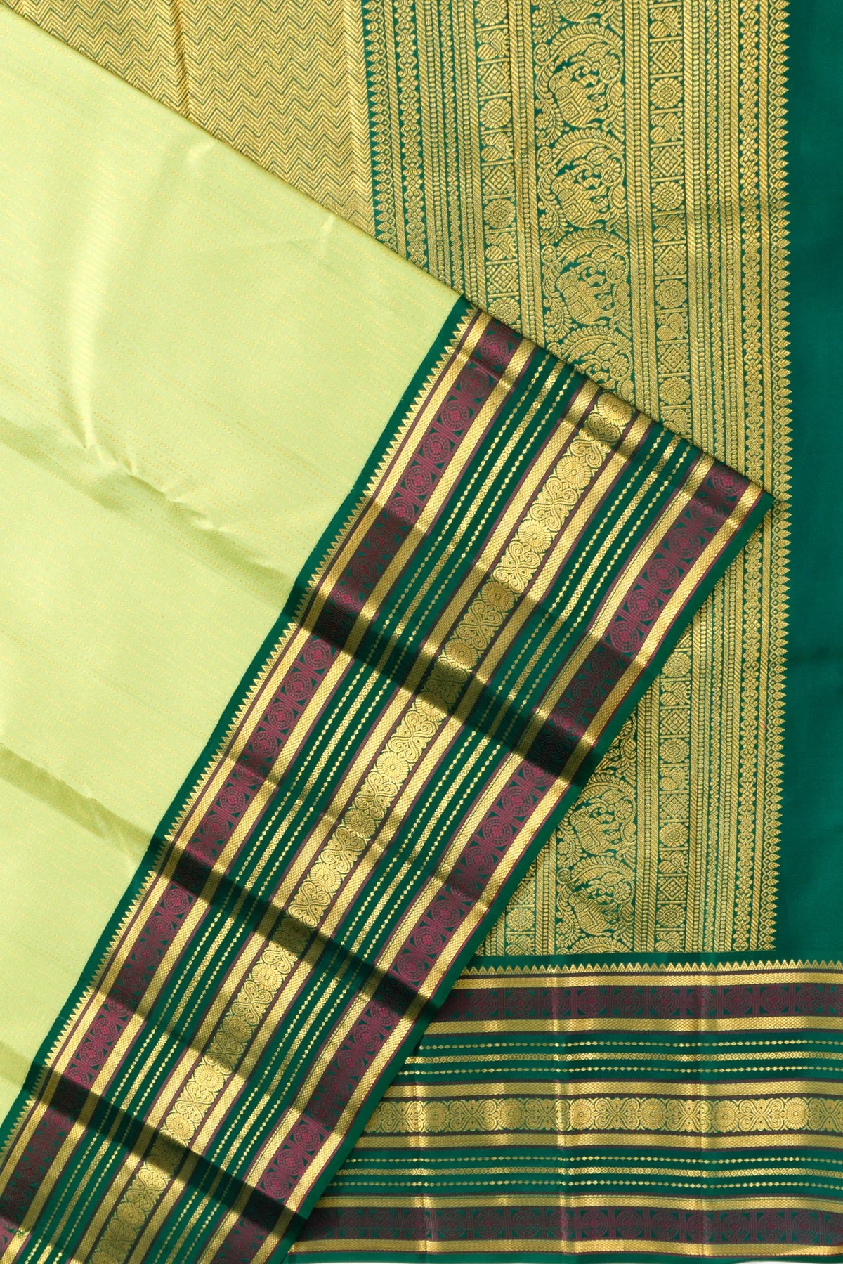 Taranga Kanchi Silk Brocade Pista Green Saree
