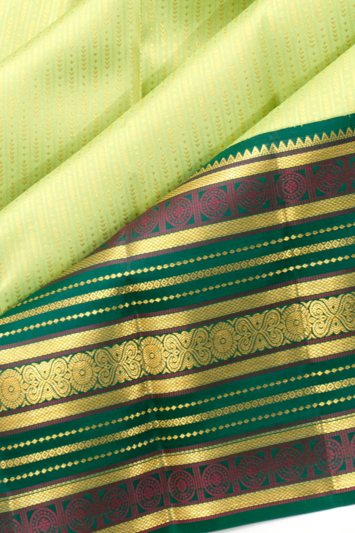Taranga Kanchi Silk Brocade Pista Green Saree