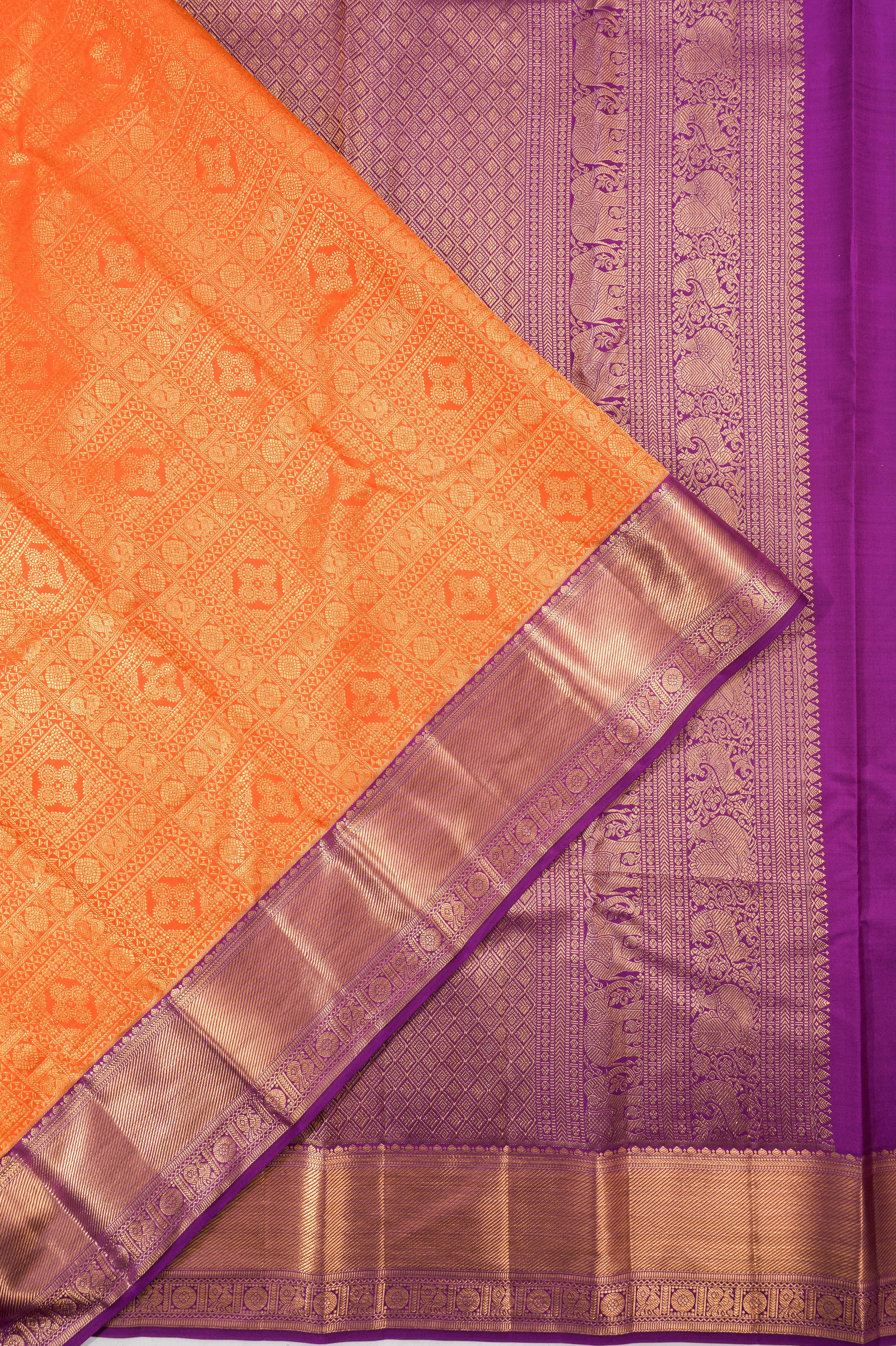 Taranga Kanchi Silk Brocade Orange Saree