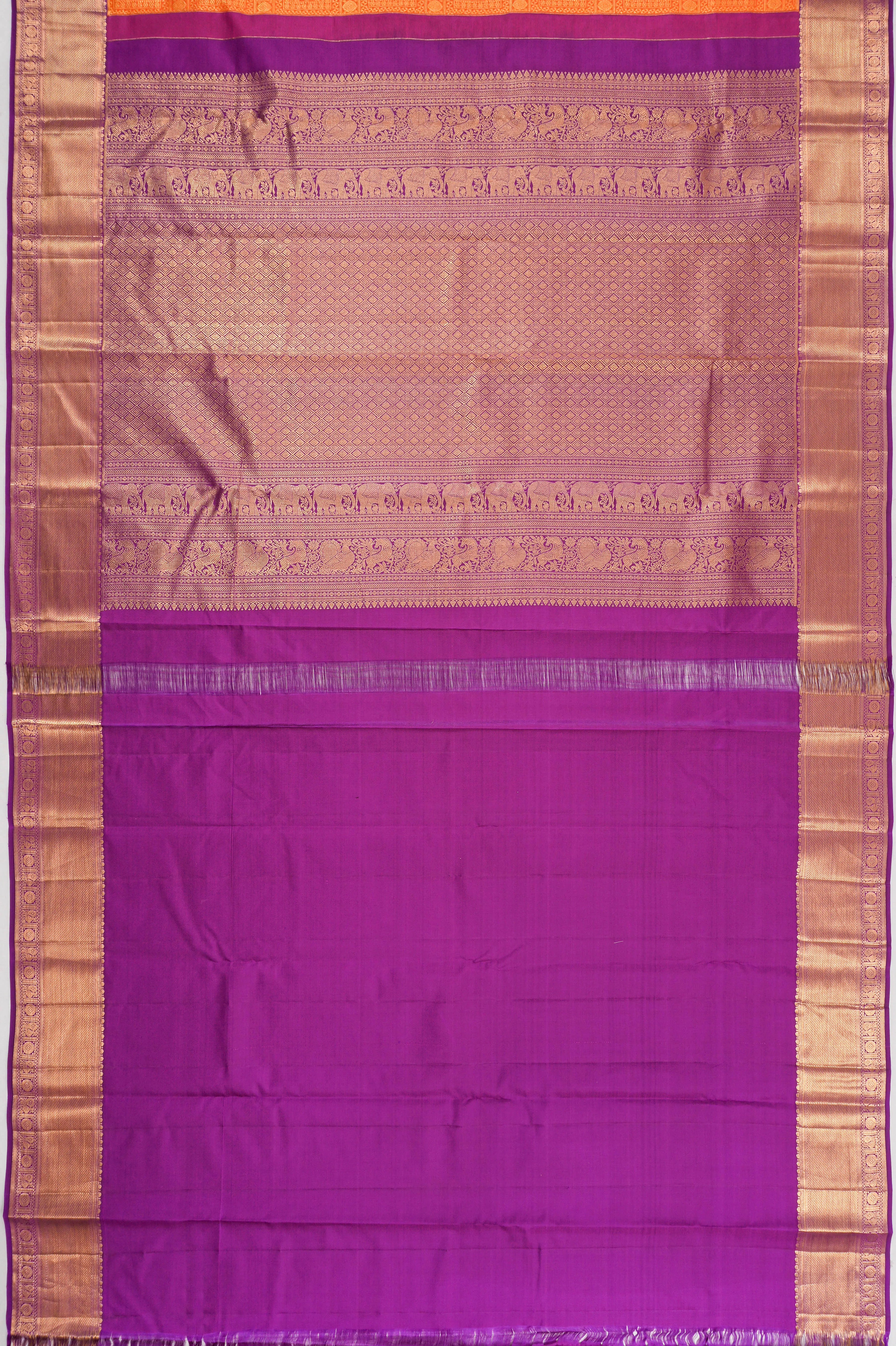 Taranga Kanchi Silk Brocade Orange Saree