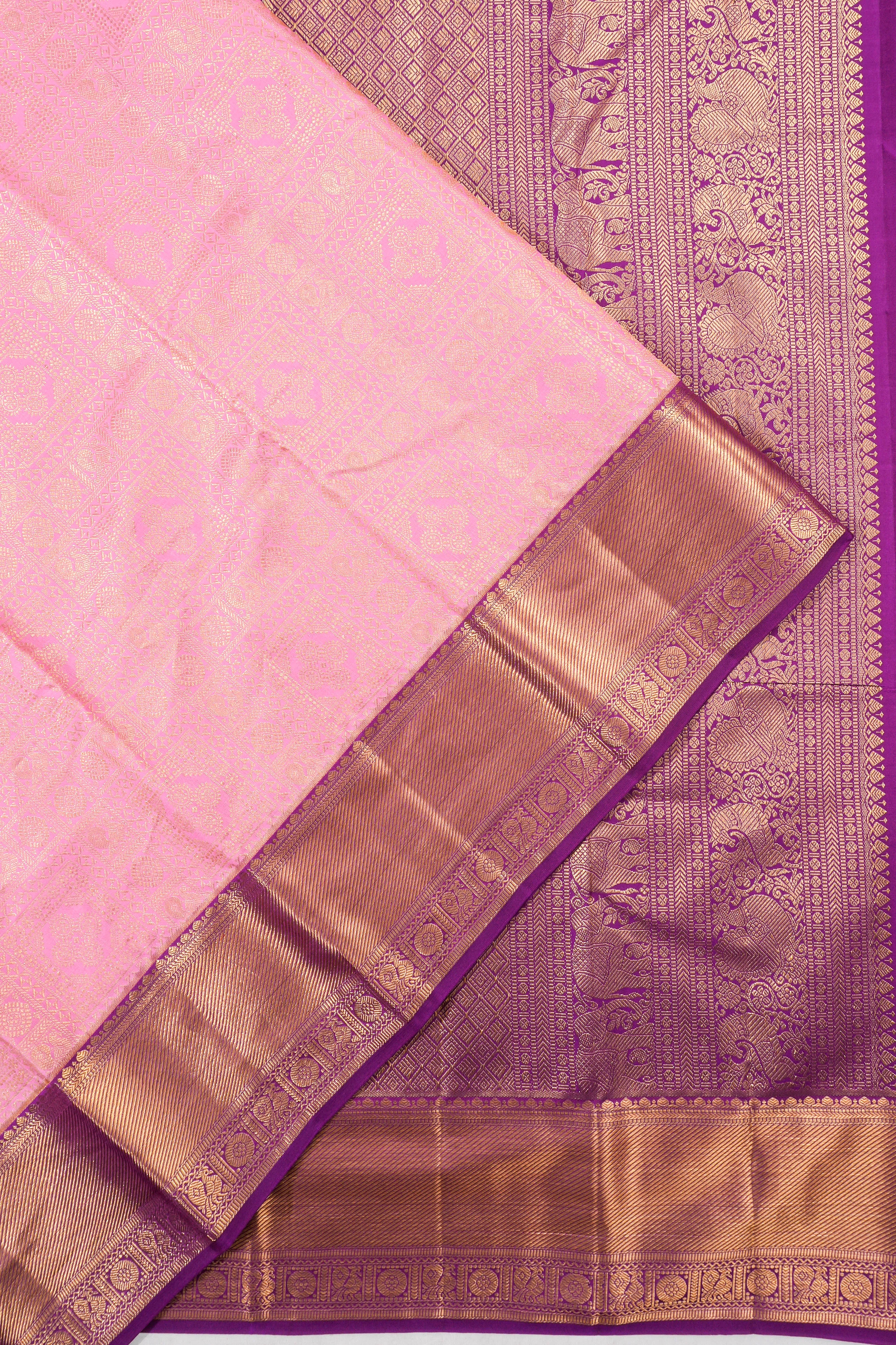 Taranga Kanchi Silk Brocade Pink Saree