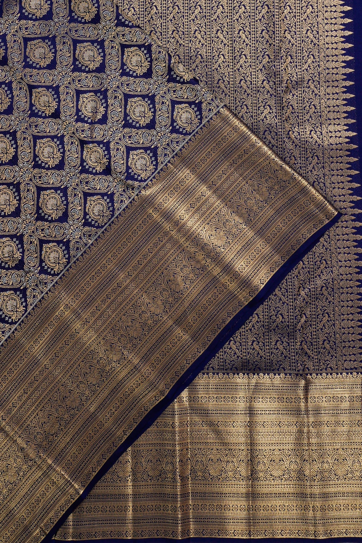 Taranga Kanchi Silk Brocade And Butta Dark Blue Saree