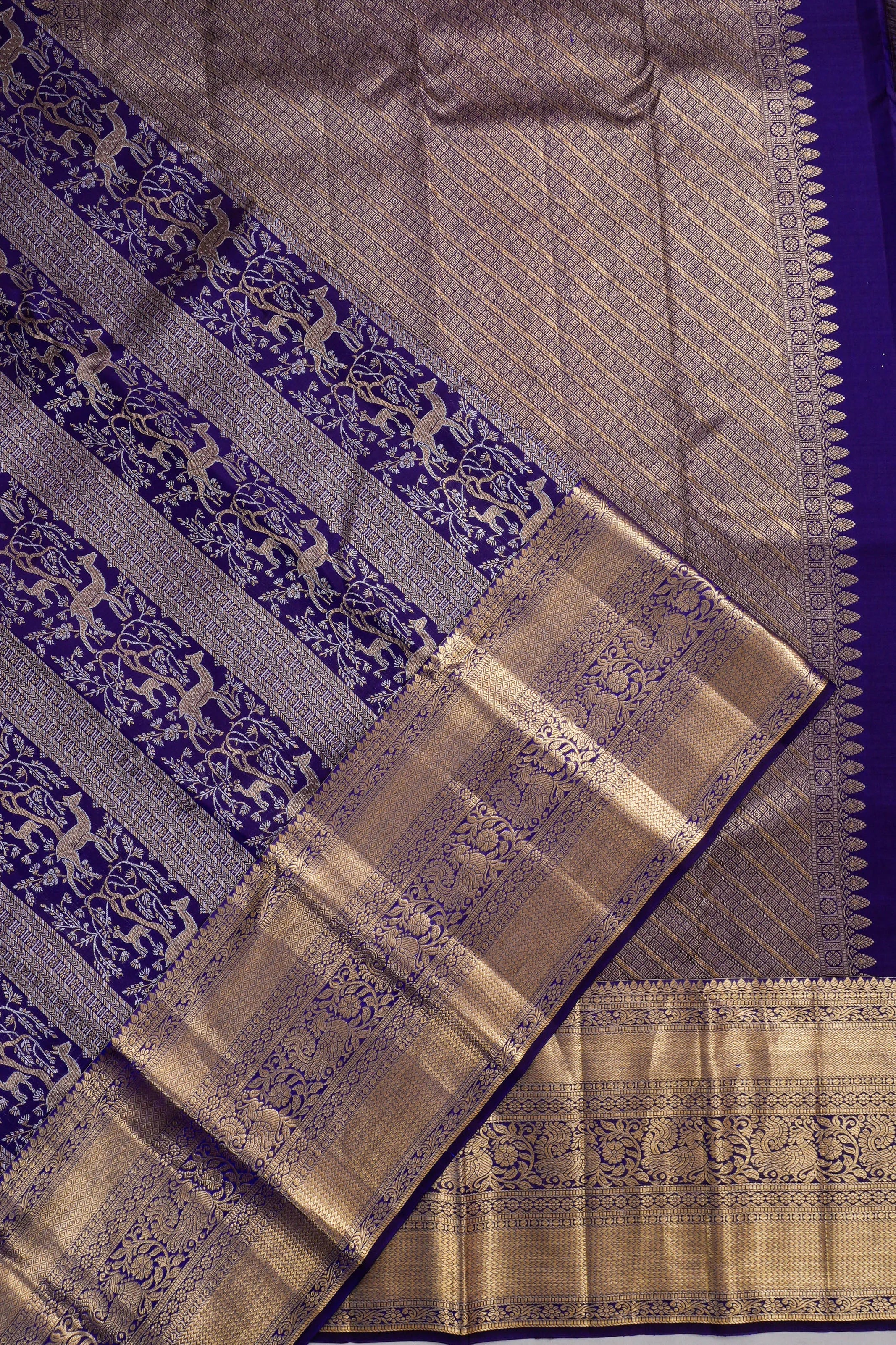 Taranga Kanchi Silk Brocade And Butta Dark Blue Saree
