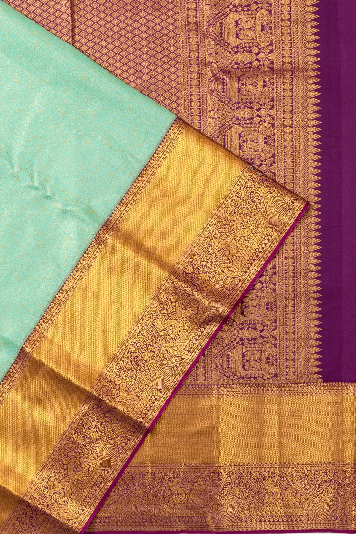 Taranga Kanchi Silk Brocade Sea Green Saree