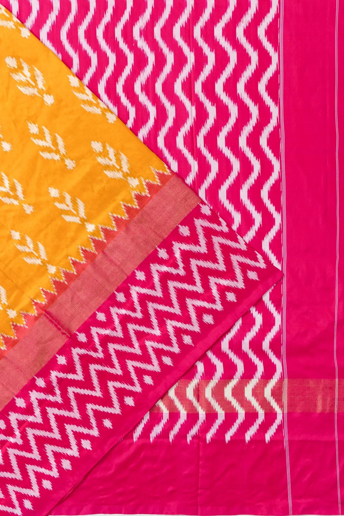 Pochampally Silk Ikat Yellow Saree