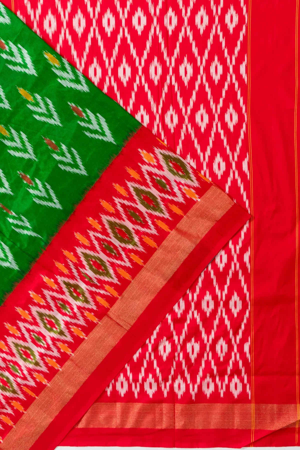 Pochampally Silk Ikat Green Saree