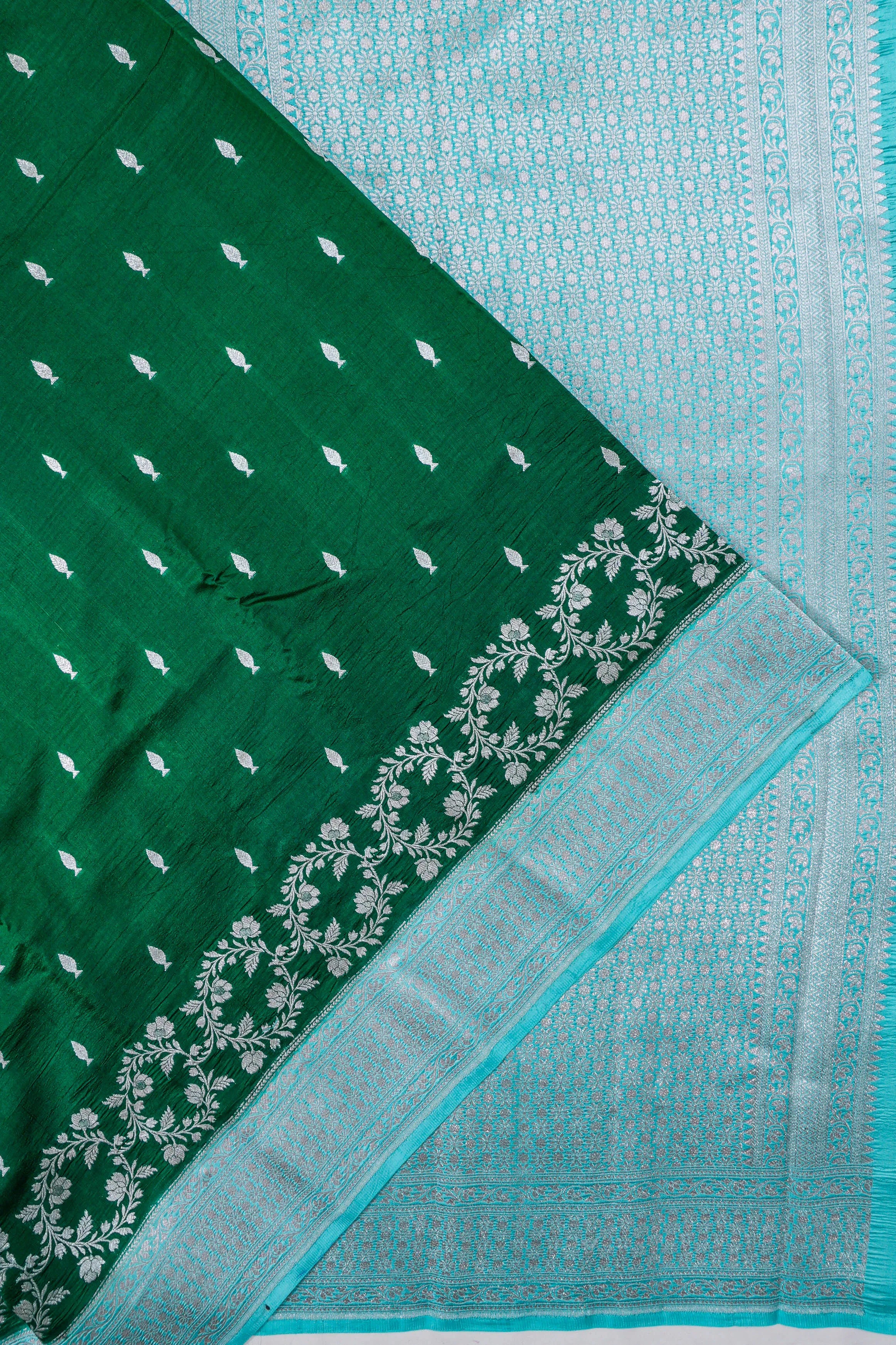 Banarasi Katan Silk Butta Green Saree