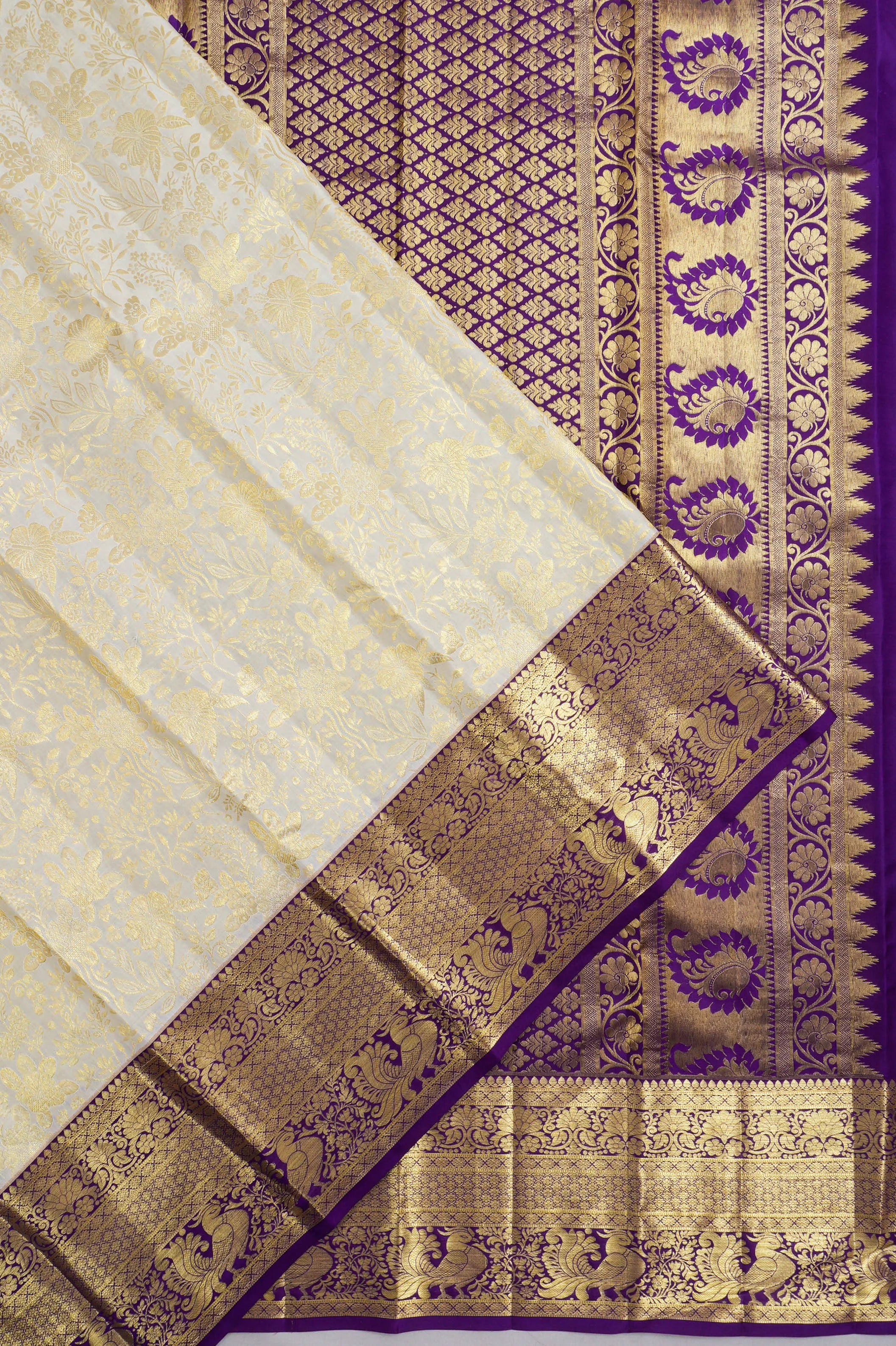 Taranga Kanchi Silk Brocade Off White Saree