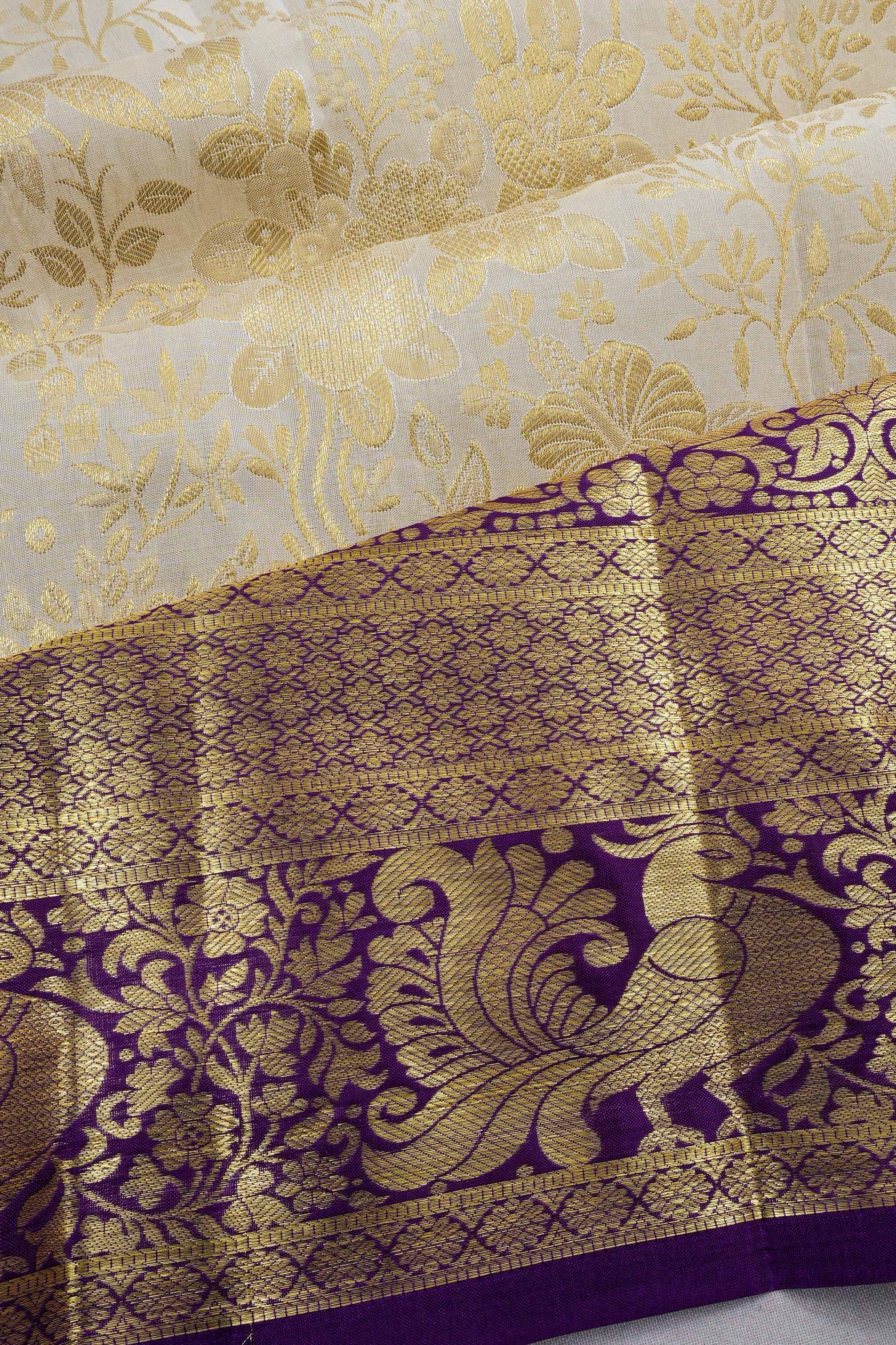 Taranga Kanchi Silk Brocade Off White Saree