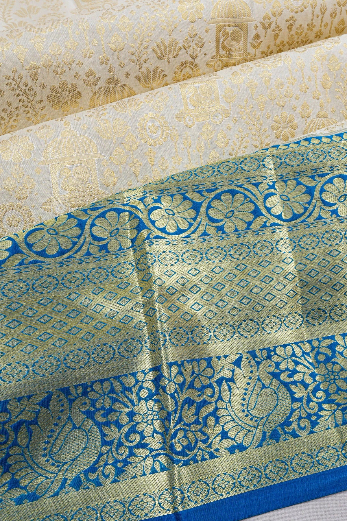 Taranga Kanchi Silk Brocade Off White Saree