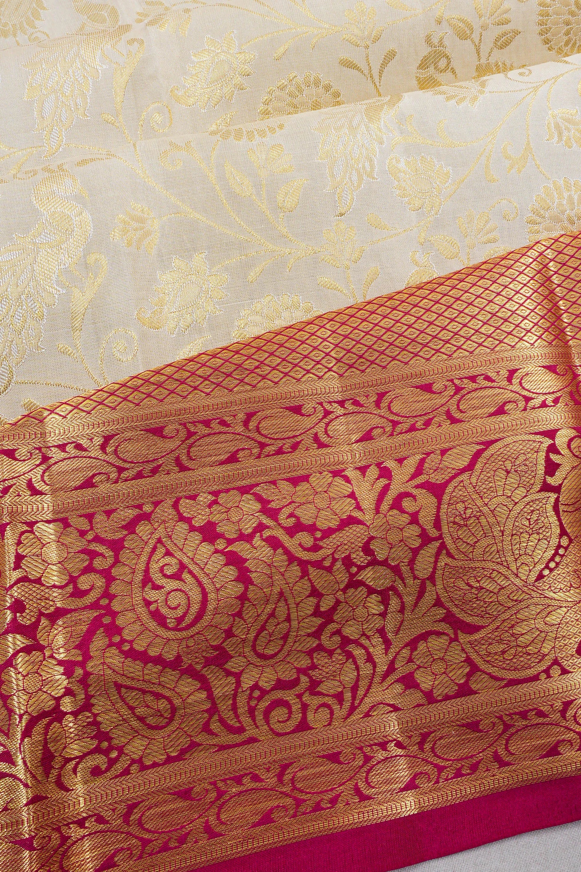 Taranga Kanchi Silk Brocade Off White Saree