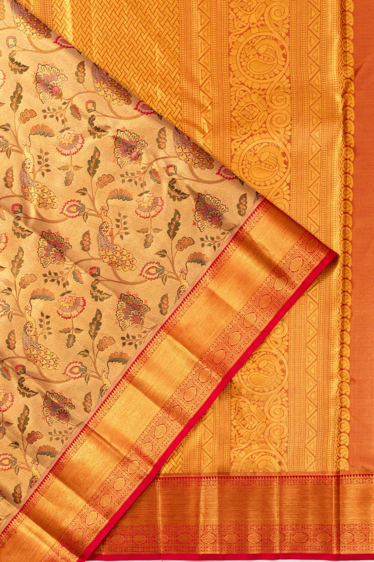 Taranga Kanchi Silk Tissue Jaal Gold Saree