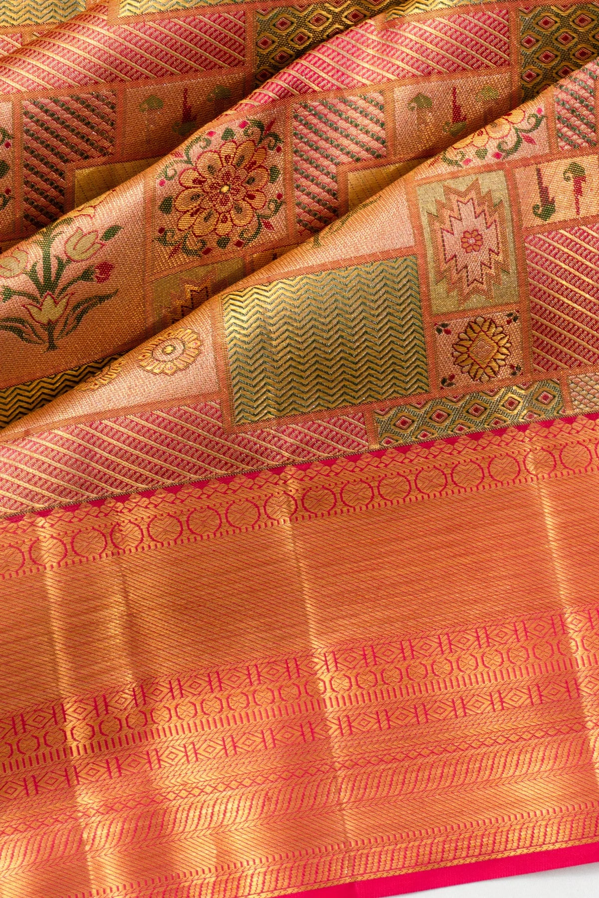 Taranga Kanchi Silk Tissue Brocade Gold Saree