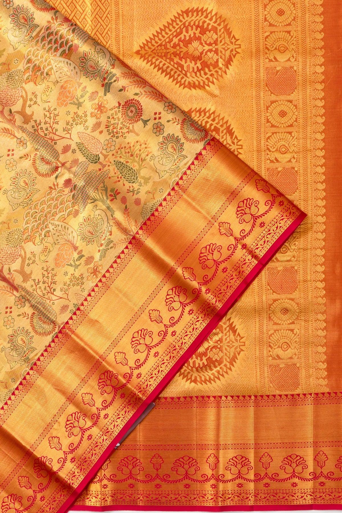 Taranga Kanchi Silk Tissue Brocade Gold Saree