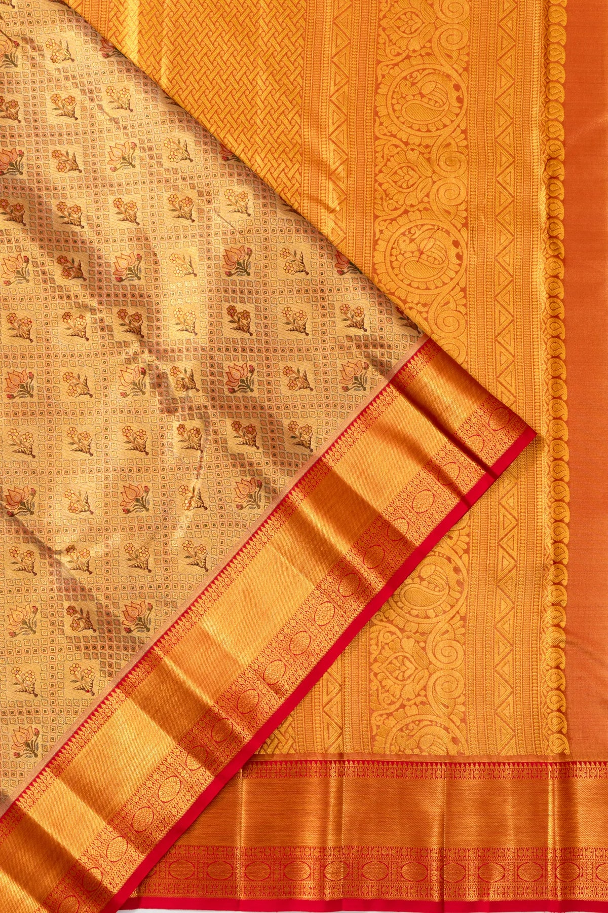 Taranga Kanchi Silk Tissue Brocade Gold Saree