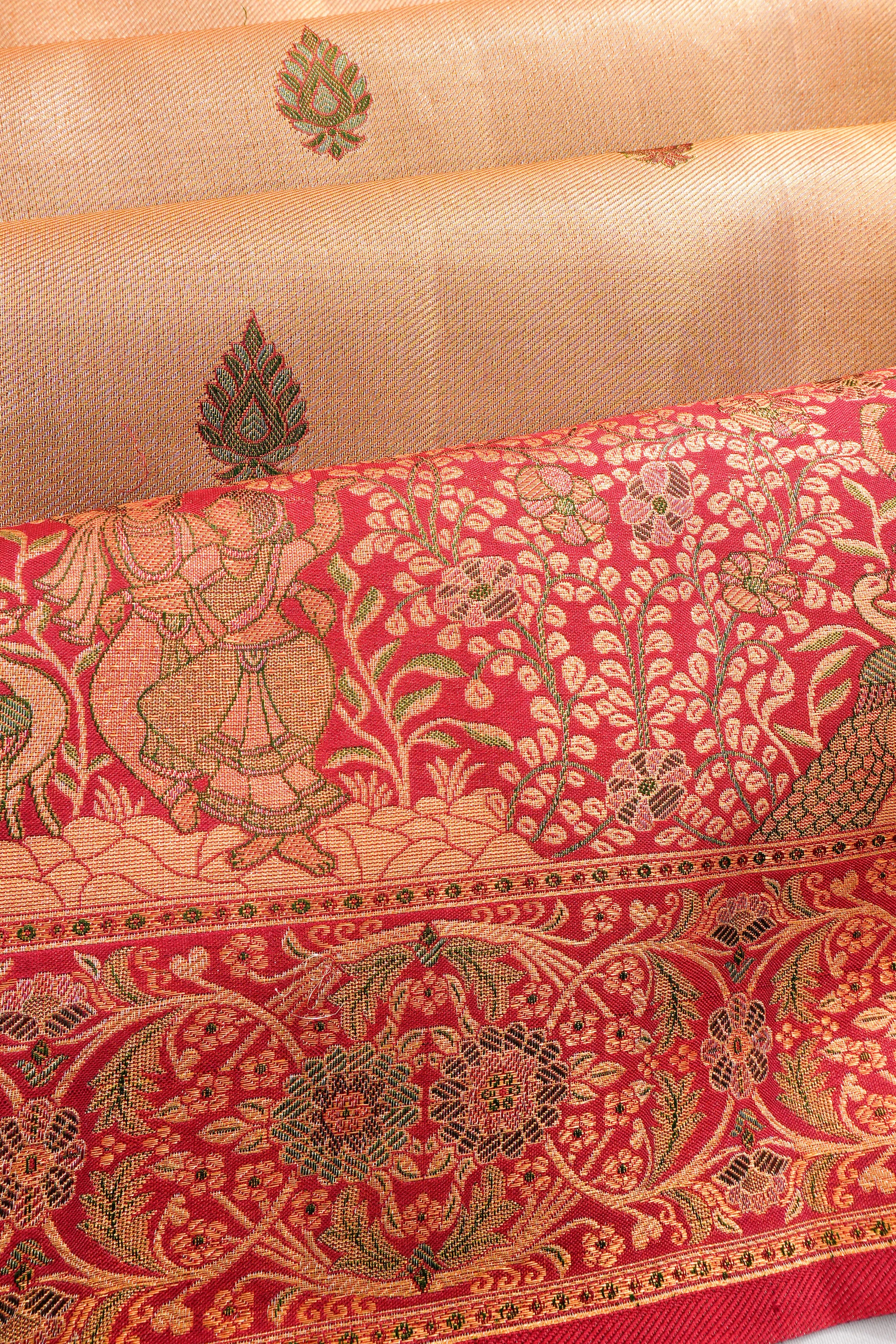 Taranga Kanchi Silk Tissue Butta Gold Saree