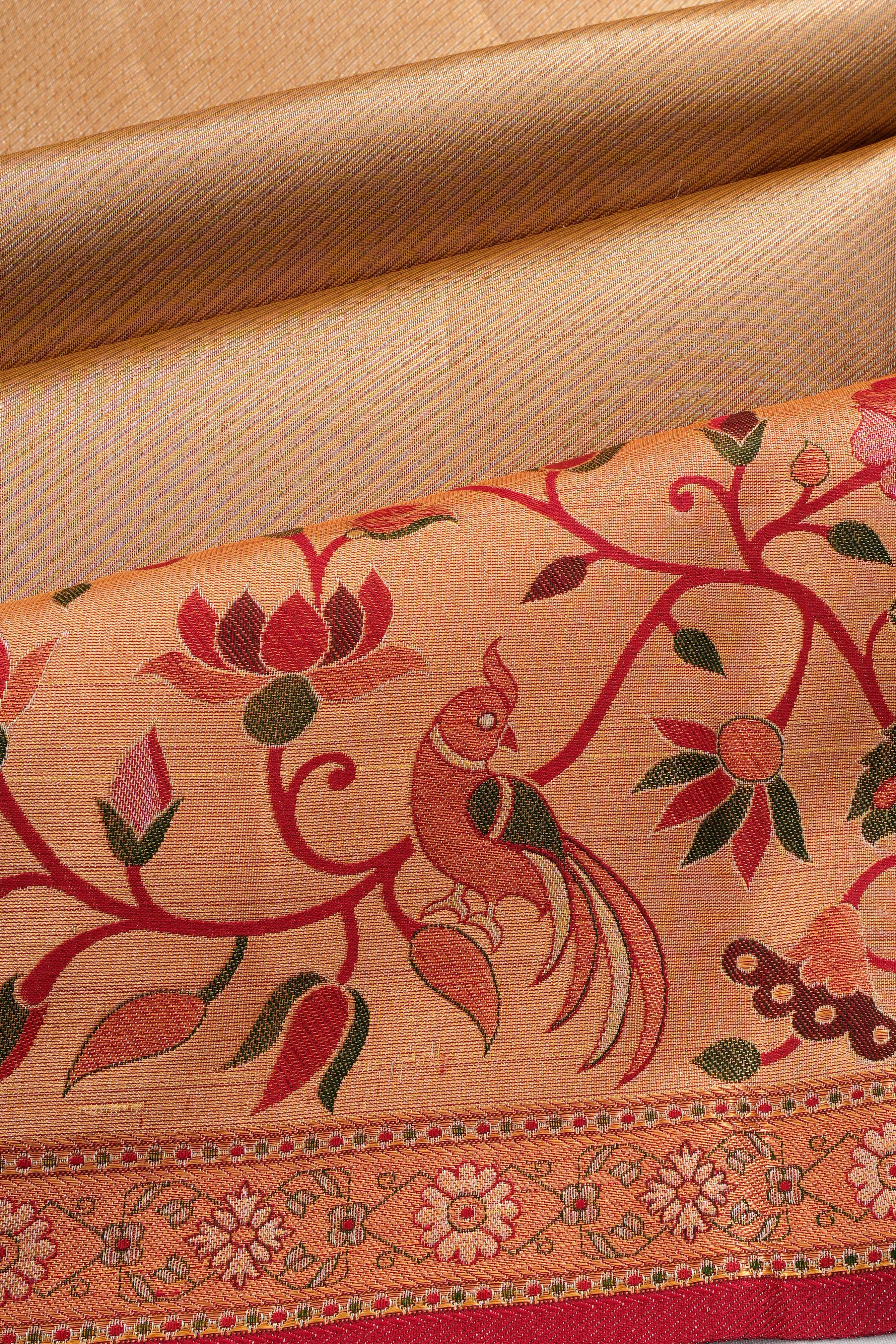 Taranga Kanchi Silk Tissue Brocade Gold Saree