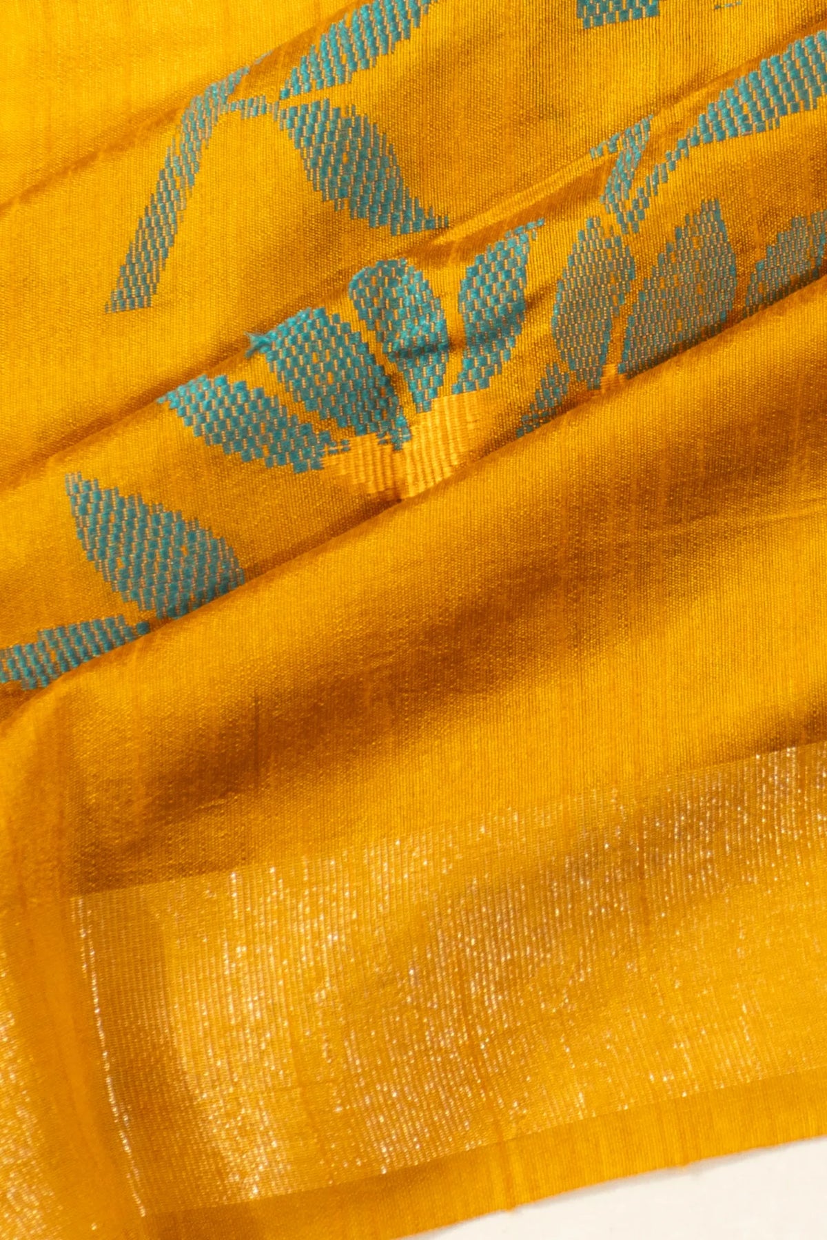 Vaanya Banaras Tussar Floral Embroidery Yellow Saree