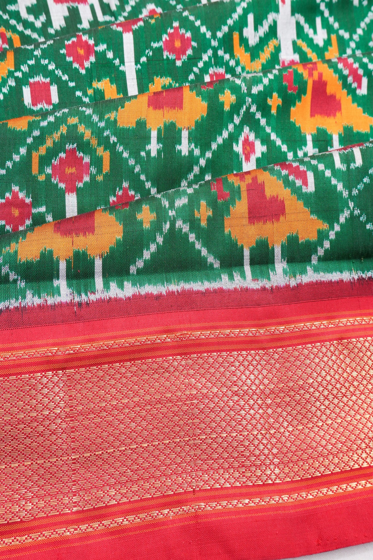 Pochampally Silk Ikat Green Saree