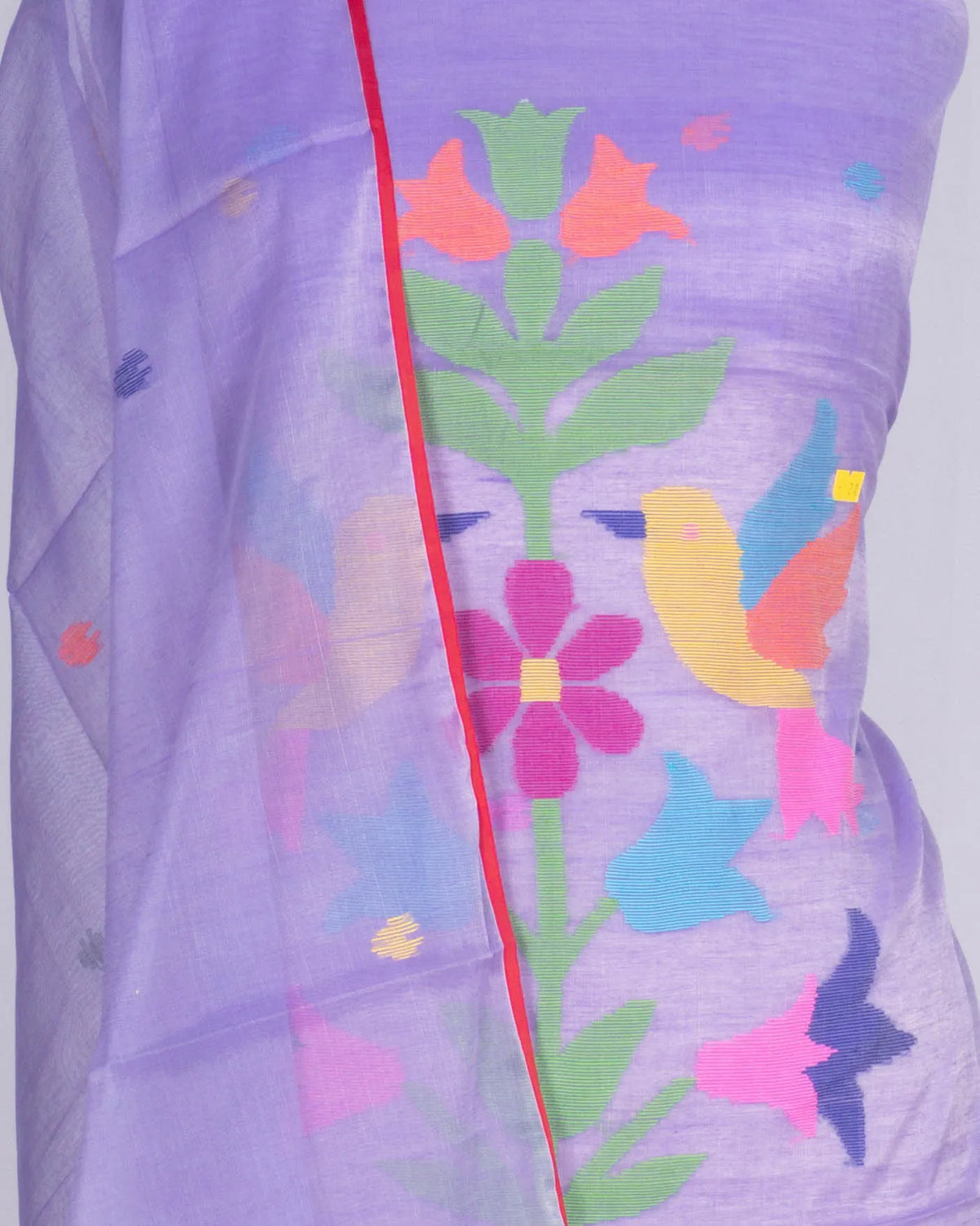 Phulia Cotton Jamdani Butta Lavender Salwar Suit Set W/O Bottom