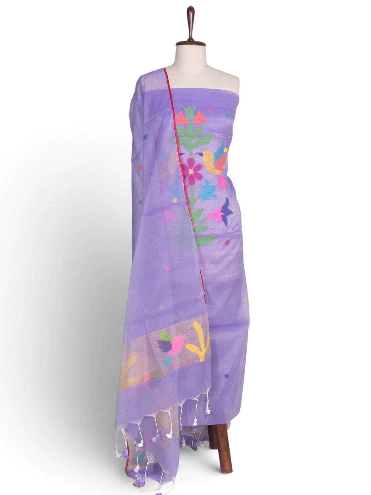 Phulia Cotton Jamdani Butta Lavender Salwar Suit Set W/O Bottom
