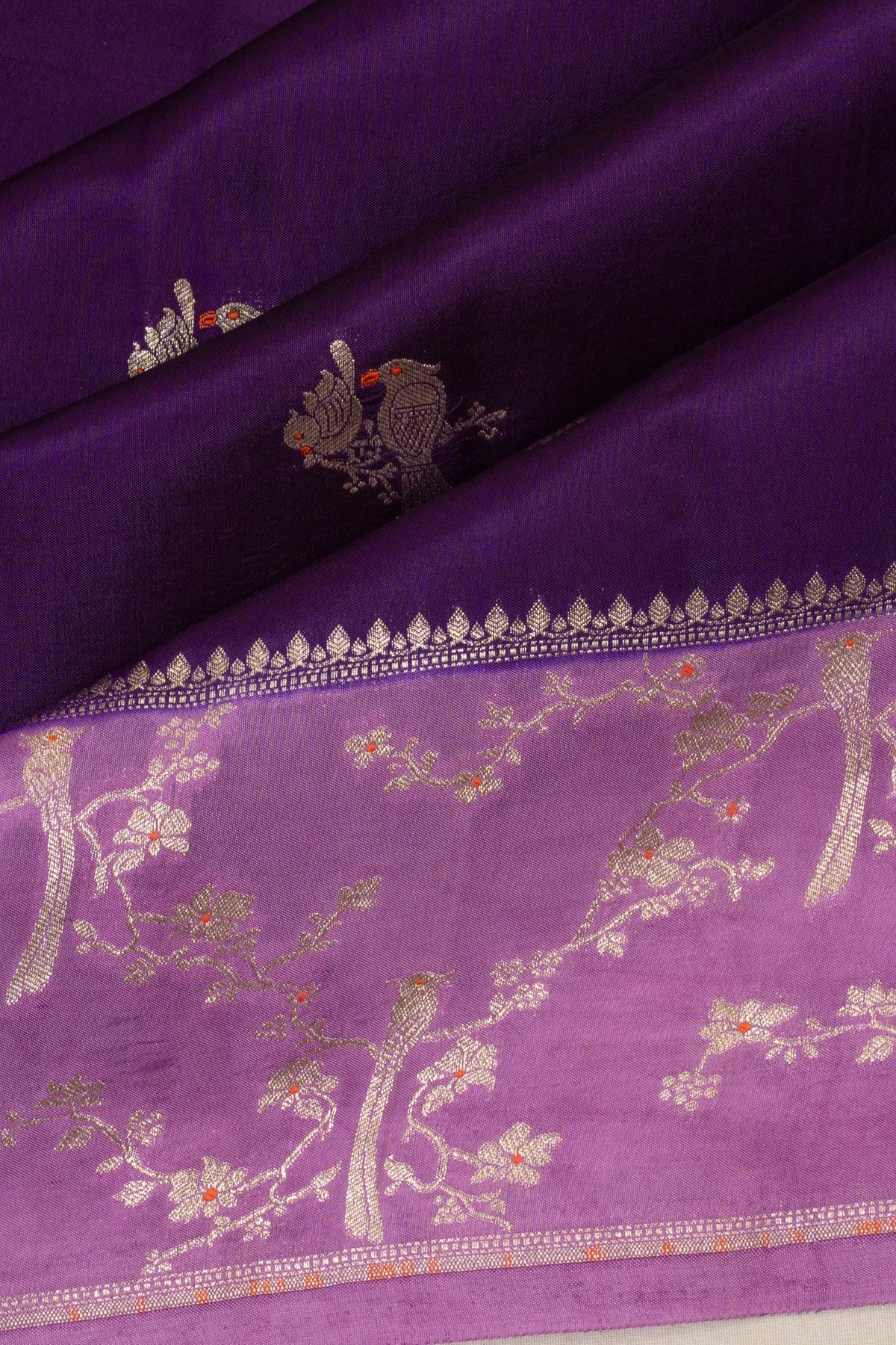 Chiniya Silk Butta Violet Saree