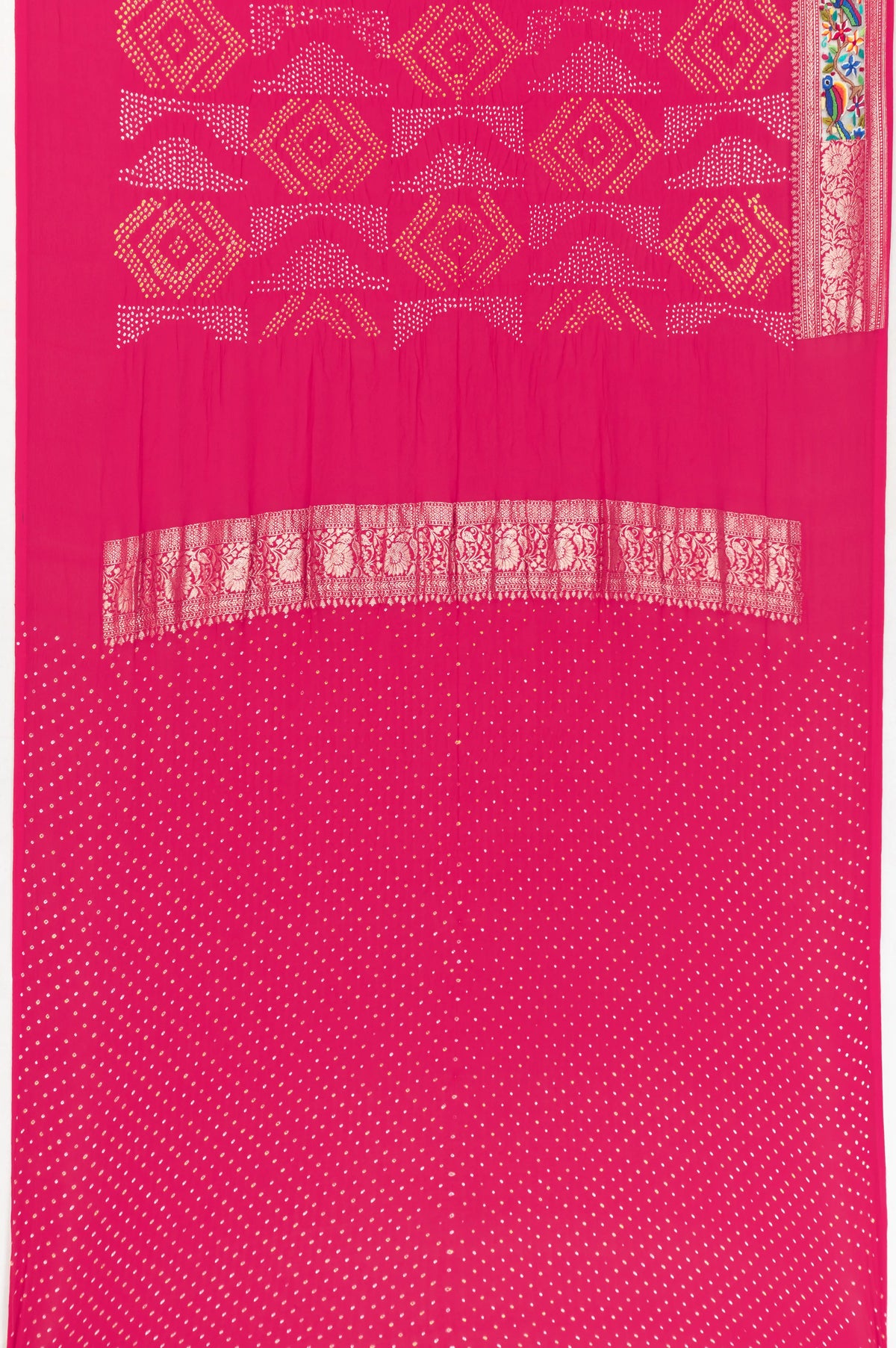 French Knot X Banarasi Georgette Bandhani Rani Pink Saree