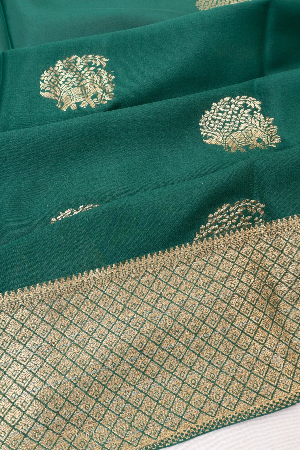 Mysore Silk Butta Green Saree