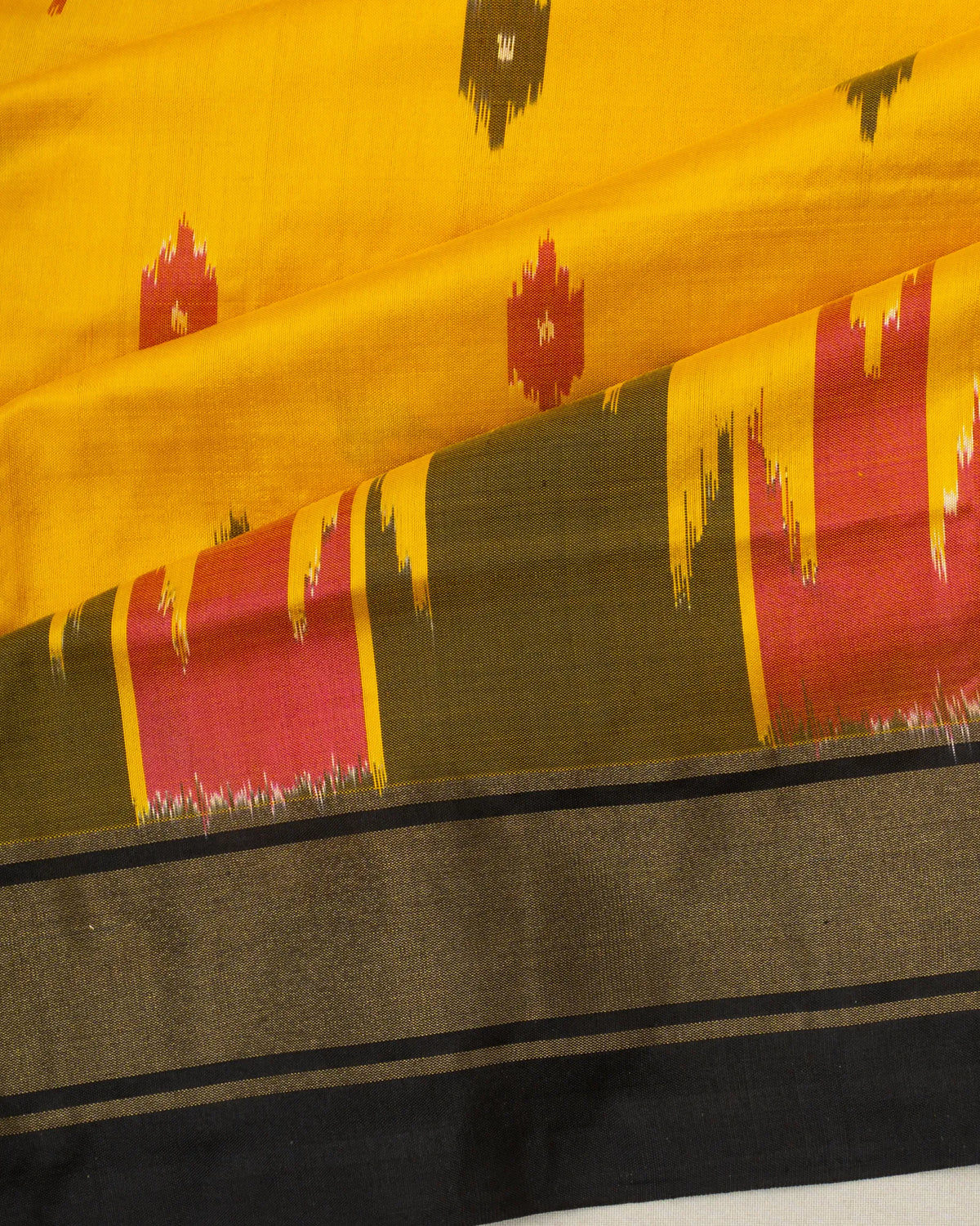 Pochampally Silk Ikat Yellow Saree