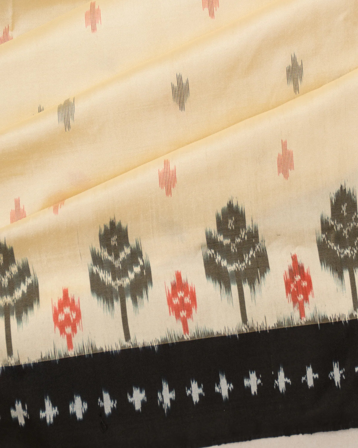 Pochampally Silk Ikat Cream Saree