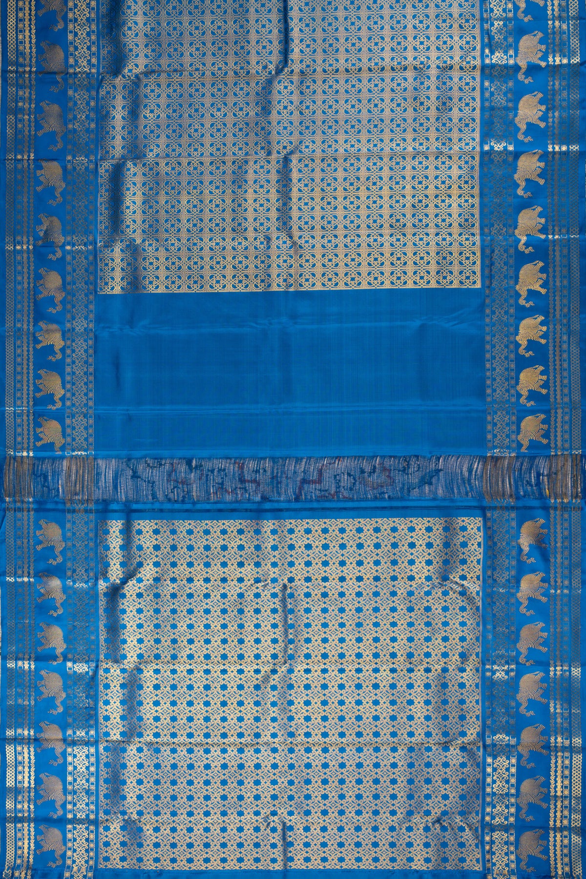 Kanchipuram Silk Brocade Blue Saree