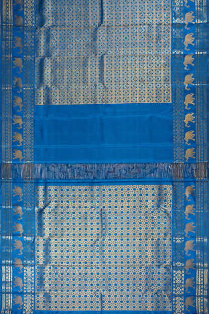 Kanchipuram Silk Brocade Blue Saree