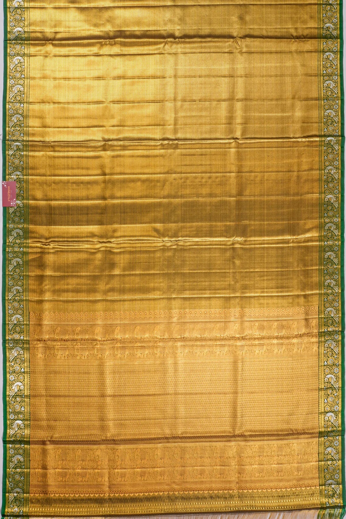 Kanchipuram Silk Tissue Brocade Green Saree