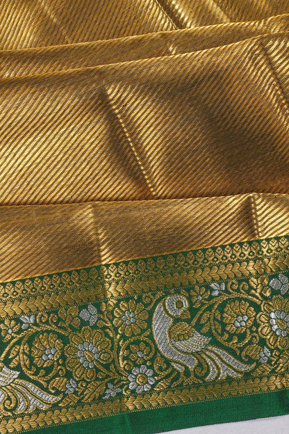 Kanchipuram Silk Tissue Brocade Green Saree