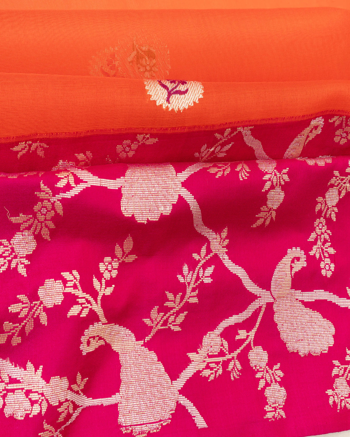Banarasi Kora Organza Butta Orange Saree