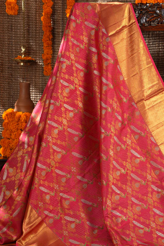 Kanchipuram Silk Brocade Pink Saree