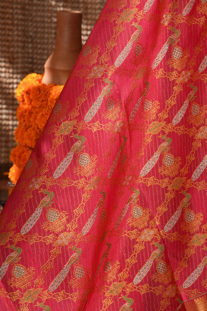 Kanchipuram Silk Brocade Pink Saree