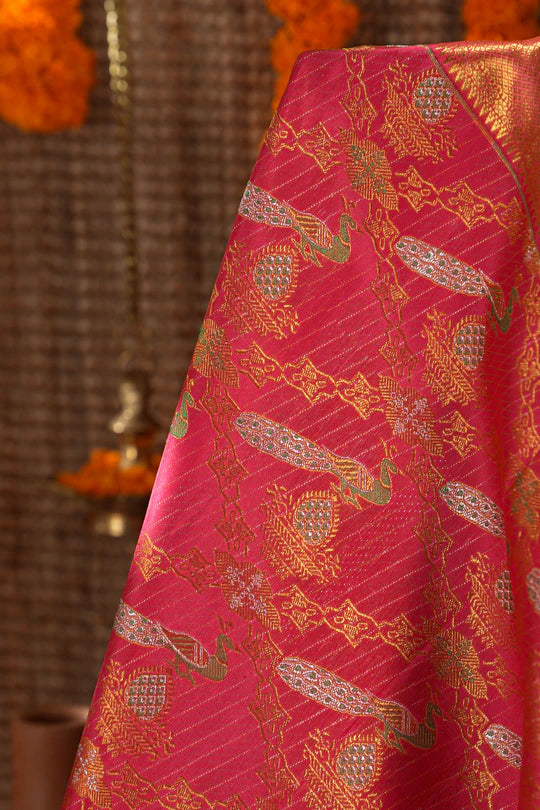 Kanchipuram Silk Brocade Pink Saree