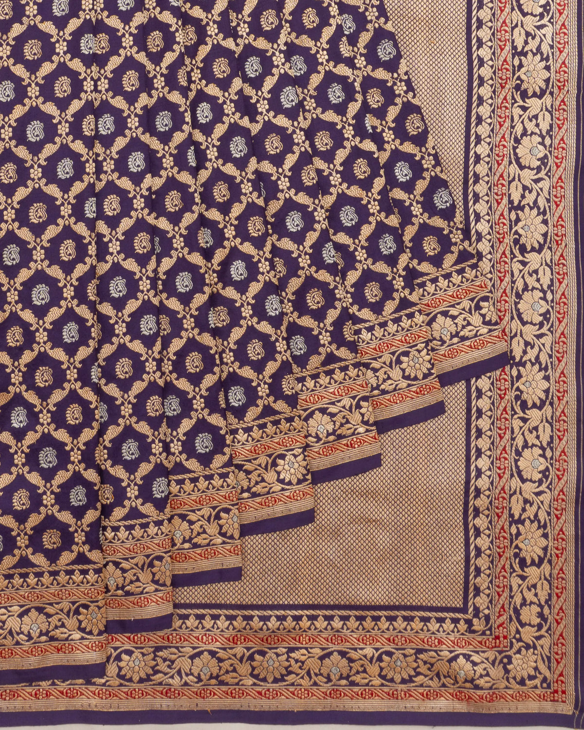 Banarasi Silk Kadwa Jaal And Butta Violet Saree
