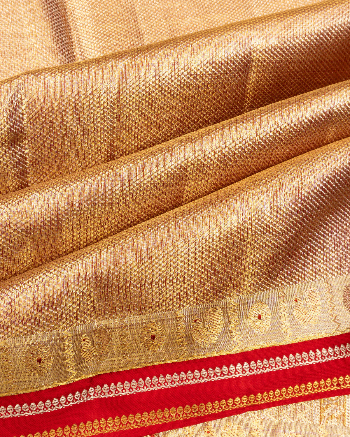 Kanchipuram Silk Tissue Brocade Gold Saree