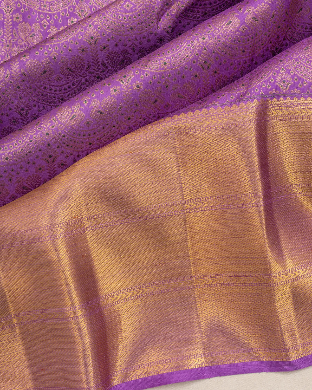 Kanchipuram Silk Brocade Lavender Saree
