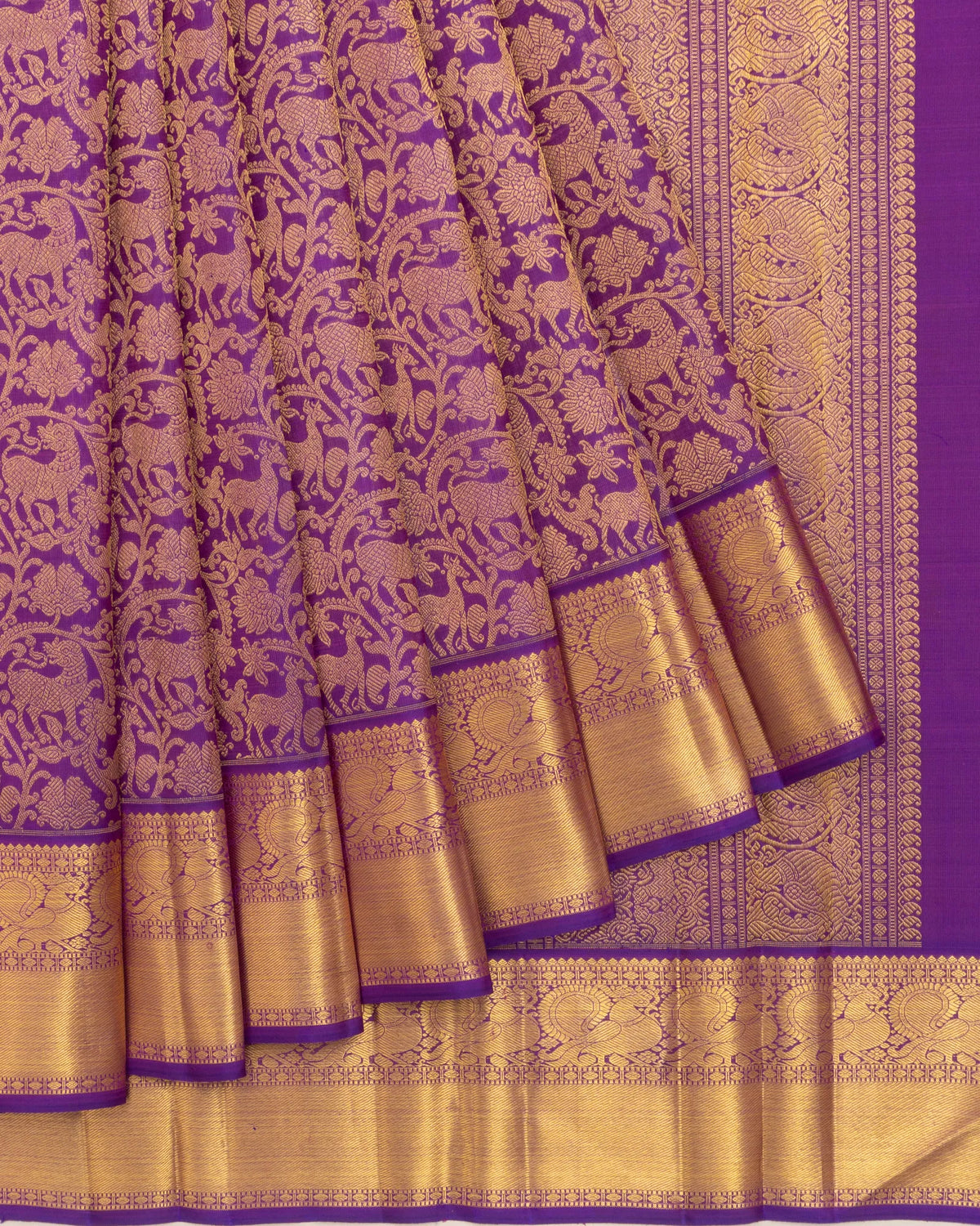 Kanchipuram Silk Brocade Purple Saree