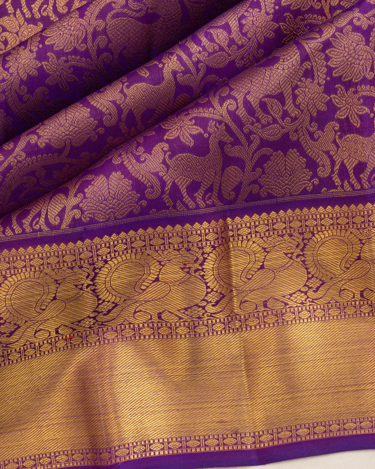 Kanchipuram Silk Brocade Purple Saree