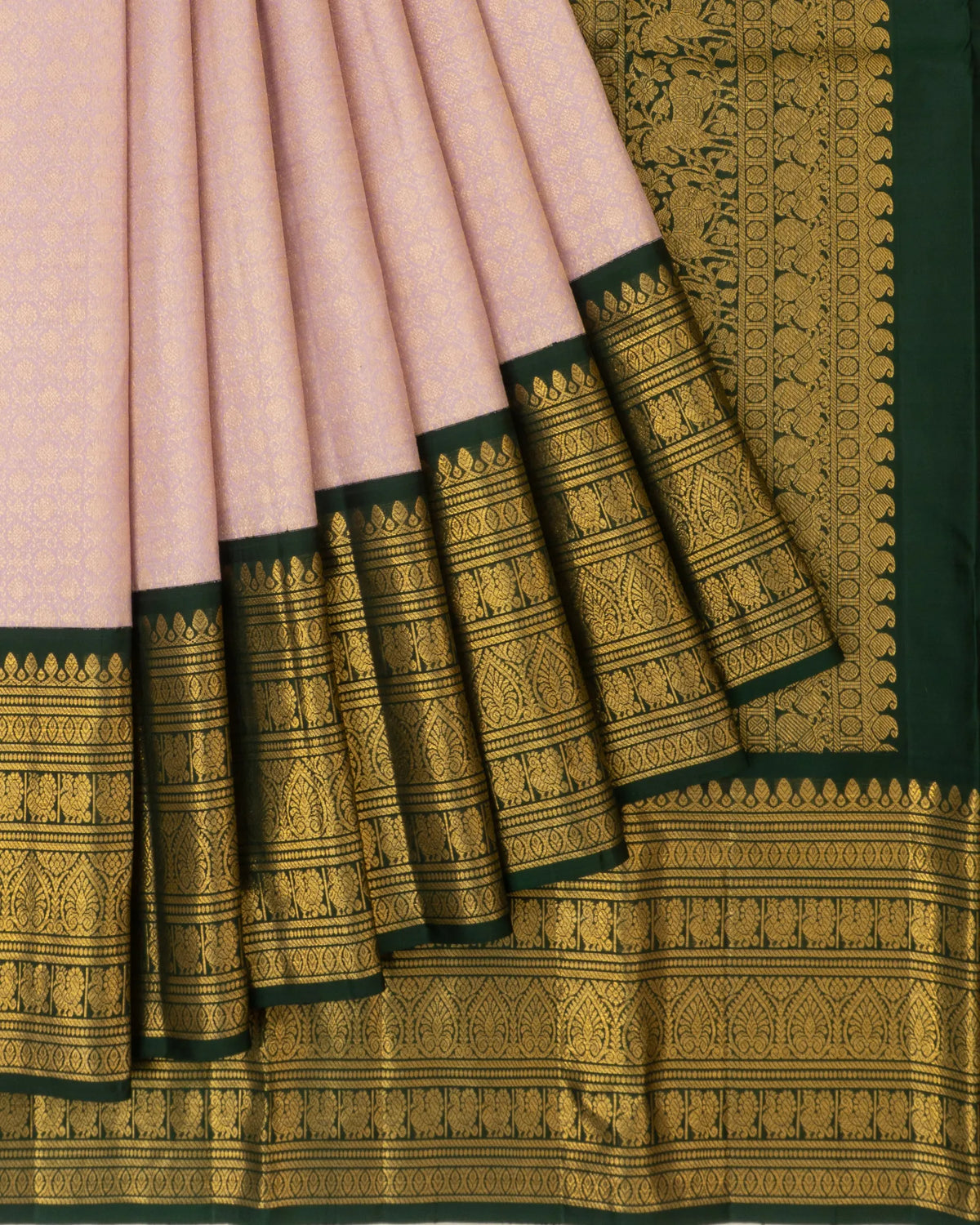 Kanchipuram Silk Brocade Baby Pink Saree