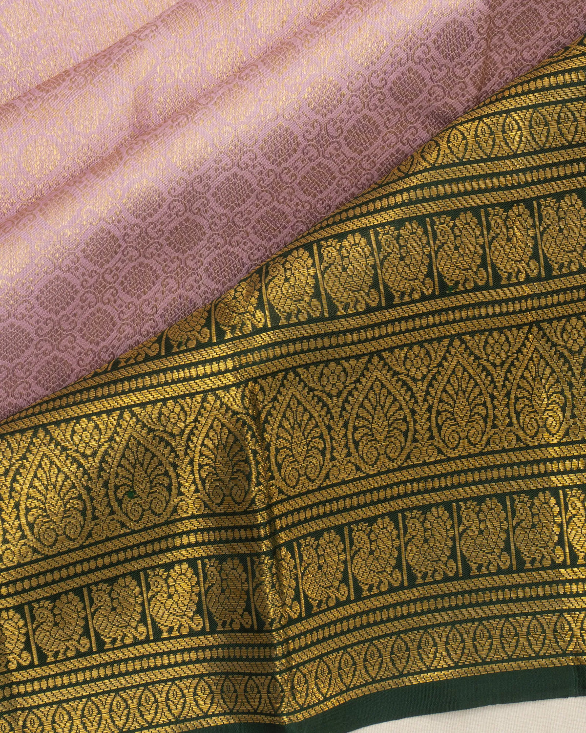 Kanchipuram Silk Brocade Baby Pink Saree