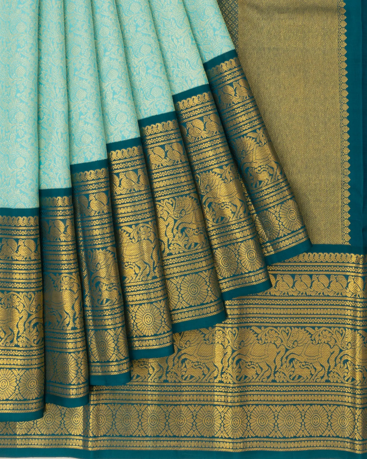 Kanchipuram Silk Jaal Sky Blue Saree
