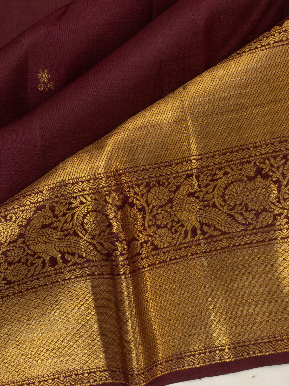 Kanchipuram Silk Butta Brown Saree