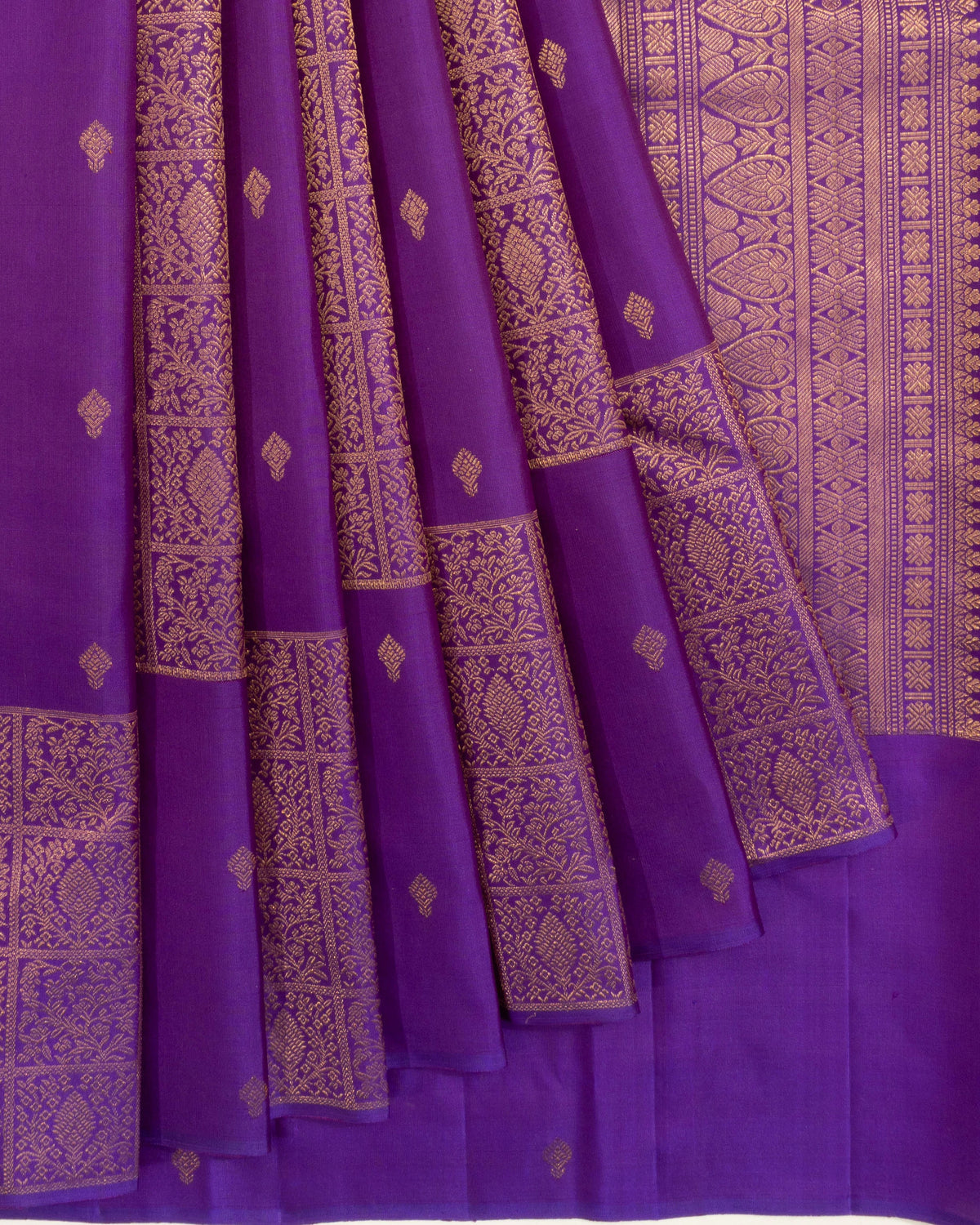 Kanchipuram Silk Brocade And Butta Purple Saree