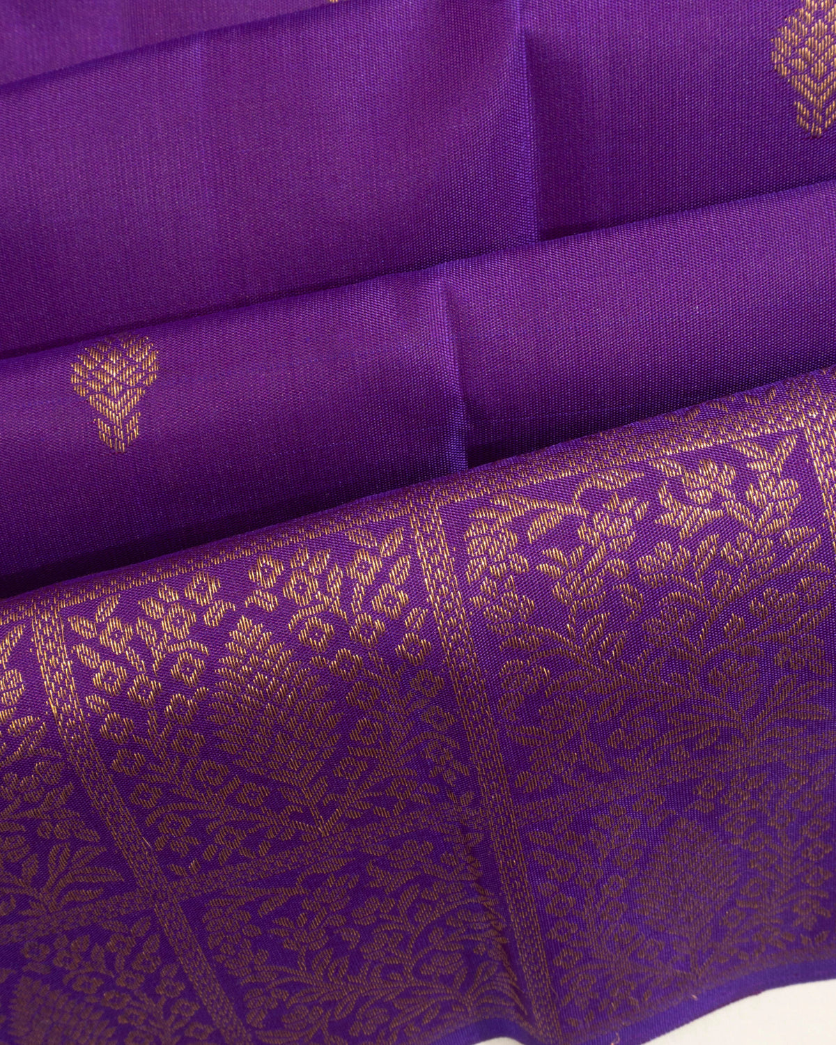Kanchipuram Silk Brocade And Butta Purple Saree